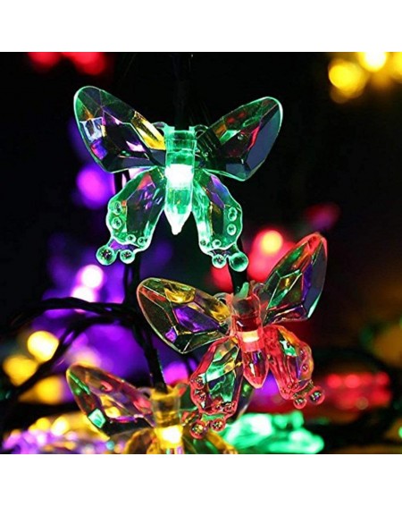 Outdoor String Lights Solar Outdoor String Lights- 30 LED Butterfly Solar Fairy Waterproof Decorative Lighting for Garden- Pa...