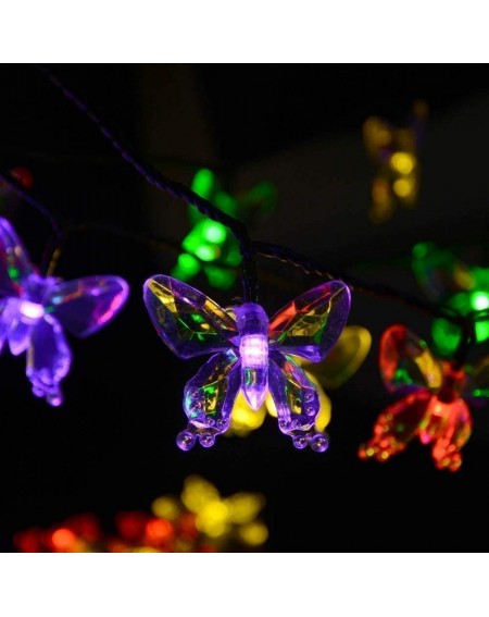 Outdoor String Lights Solar Outdoor String Lights- 30 LED Butterfly Solar Fairy Waterproof Decorative Lighting for Garden- Pa...