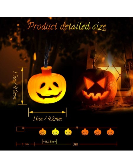 Indoor String Lights Halloween Pumpkin String Lights - Holiday LED Light for Outdoor Indoor Party Decor 10 feet 20 Pumpkin Li...