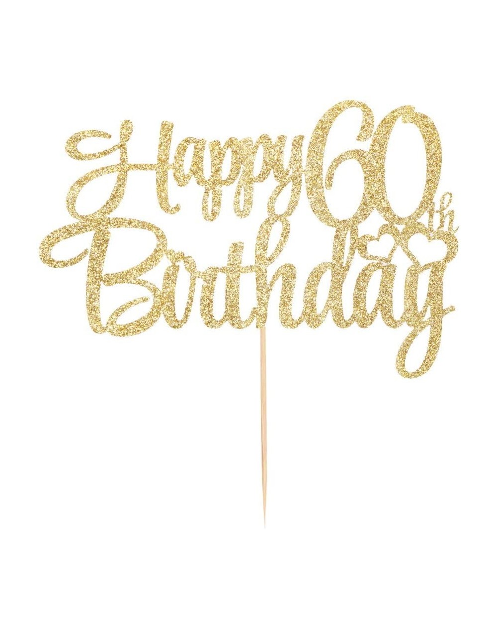 Golden Glitter 60 Happy Birthday Cake Topper - Birthday Party ...