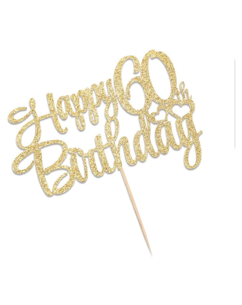 Golden Glitter 60 Happy Birthday Cake Topper - Birthday Party ...