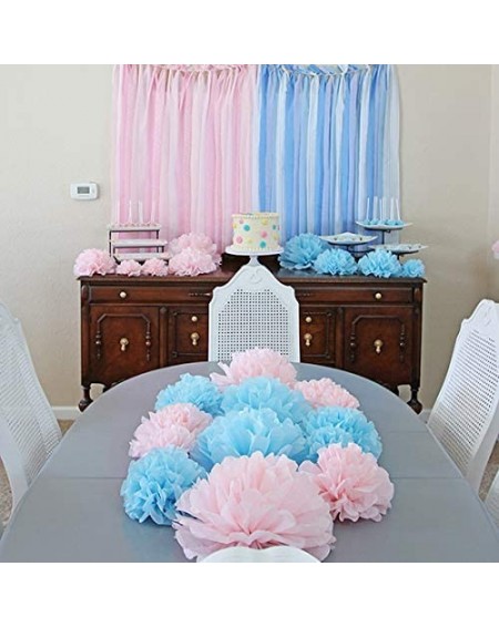 Tissue Pom Poms HappyField 12PCS 10" 12" Baby Pink Blue White Tissue Paper Pom Poms Flower Gender Reveal Party Supplies Gende...