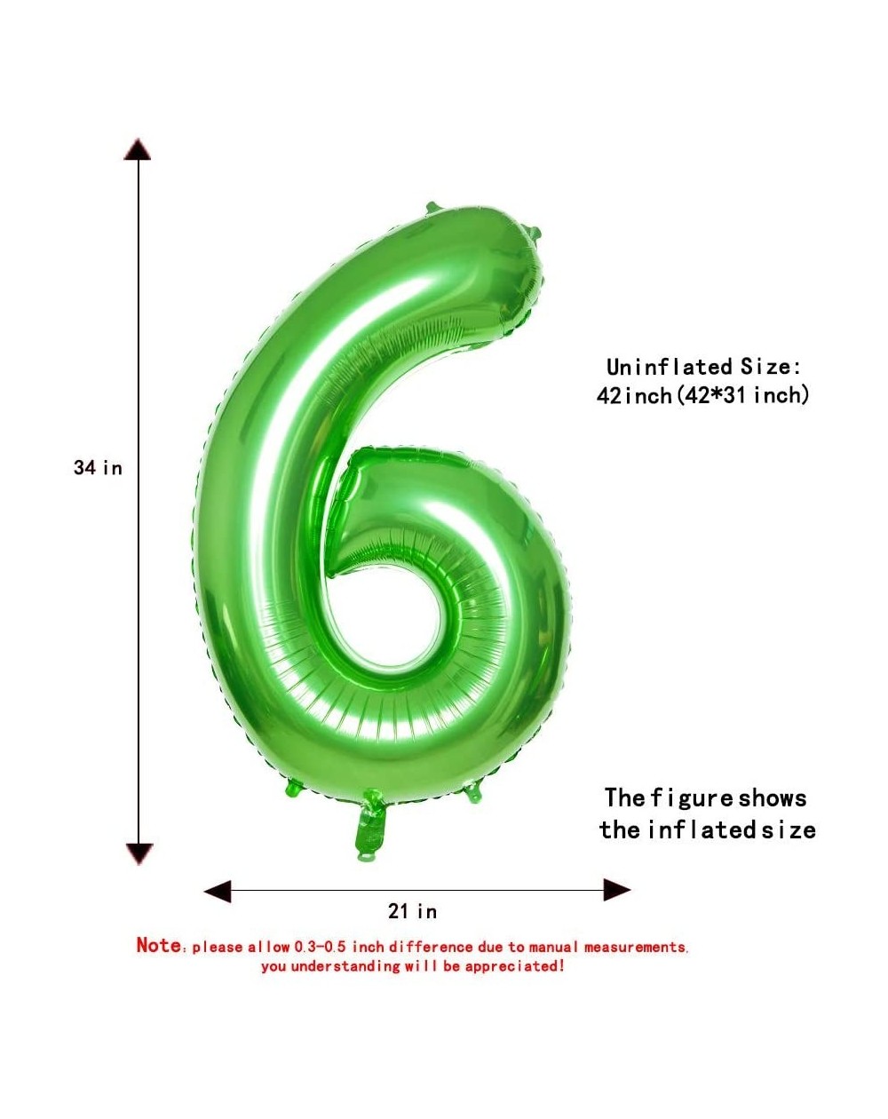 40 Inch Green Jumbo Digital Number 6 Balloons Huge Giant Balloons Foil ...