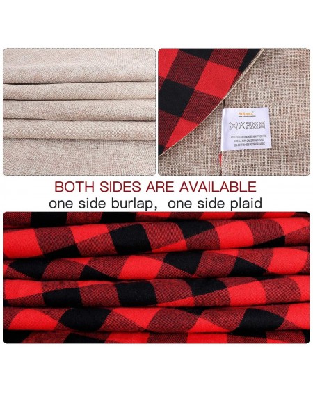 Tree Skirts Buffalo Plaid Christmas Tree Skirt-50" Red and Black Check&Burlap Reversible Farmhouse Tree Mat - Buffalo - CM19K...