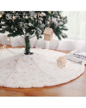 Tree Skirts Home Snowy Plush Christmas Tree Skirt Snowflakes 31 Inch Luxury White Fur Christmas Tree Skirt Decorations for Xm...