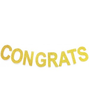 Banners & Garlands Gold Glitter Congrats Banner Sign for Graduation Party Supplies Decoration - CX186G2D6YA $9.48