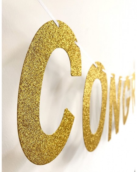 Banners & Garlands Gold Glitter Congrats Banner Sign for Graduation Party Supplies Decoration - CX186G2D6YA $9.48