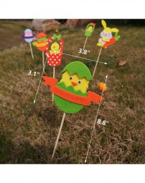 Favors 12pc Easter Decorations Spring Plant Picks Sticks Assorted Non-Woven Bunny Eggs Chicken Wooden Garden Stakes Party Fav...