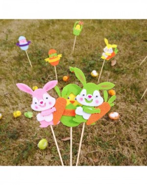 Favors 12pc Easter Decorations Spring Plant Picks Sticks Assorted Non-Woven Bunny Eggs Chicken Wooden Garden Stakes Party Fav...