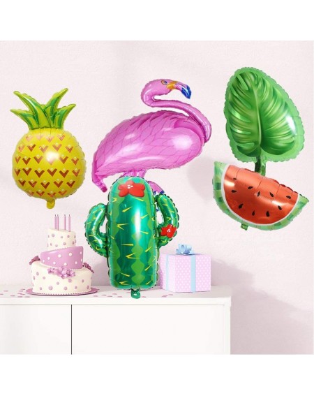 Balloons Beach Summer Tropical Party Theme Flamingo Pineapple Palm Tree Watermelon Cactus Palm Leaves Mylar Balloons for Luau...