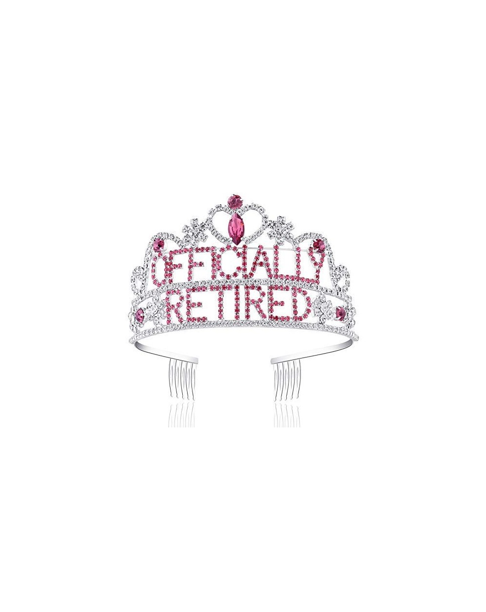 Favors Womens Officially Retired Tiara Crown and Crown Retired Headband Retired Party Supplies for Women (Silver and Rose Red...