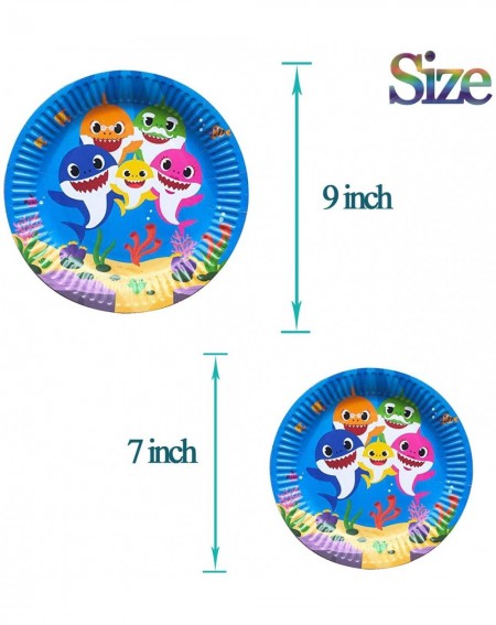 Party Packs Baby Cute Shark Themed Party Supplies Set - Party Plates and Napkins Thickened and Waterproof of Surface Coating ...