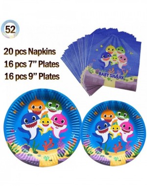 Party Packs Baby Cute Shark Themed Party Supplies Set - Party Plates and Napkins Thickened and Waterproof of Surface Coating ...