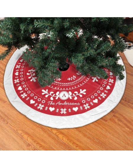 Tree Skirts Plaid Tree Skirt Vintage Christmas Tree Skirt Felt Nordic Christmas Faux Fur Tree Mat for Christmas Decoration Gi...