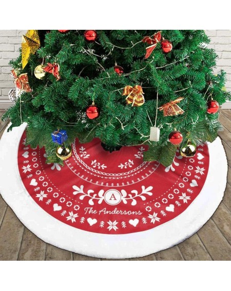 Tree Skirts Plaid Tree Skirt Vintage Christmas Tree Skirt Felt Nordic Christmas Faux Fur Tree Mat for Christmas Decoration Gi...