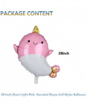 Balloons 2 Pcs 28 Inch Giant Light Pink Happy Narwhal Super Shape Foil Mylar Balloon Birthday Decorations Party Supplies Baby...