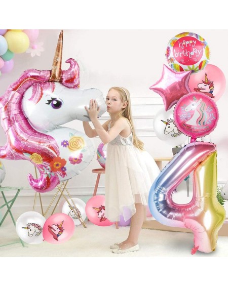 Balloons Unicorn Balloons Birthday Party Decorations for Girls 3rd Party- 43" Pink Large Unicorn Gradient Jumbo Number"3" Foi...