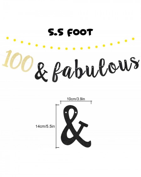 Banners 100 & Fabulous Black and Gold Glitter Bunting Banner 100 Years Old Happy 100th Birthday Anniversary Party Decorations...