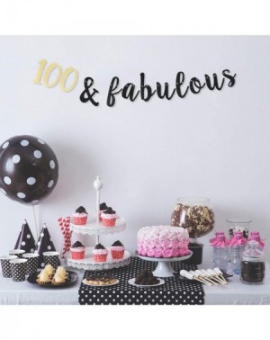 Banners 100 & Fabulous Black and Gold Glitter Bunting Banner 100 Years Old Happy 100th Birthday Anniversary Party Decorations...