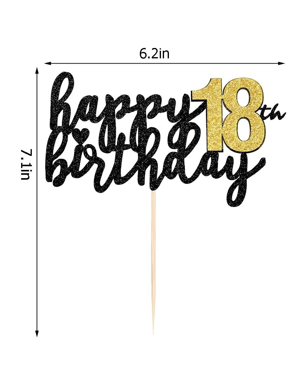 Happy Birthday Cake Topper Black Font Golden Numbers 18th Birthday ...