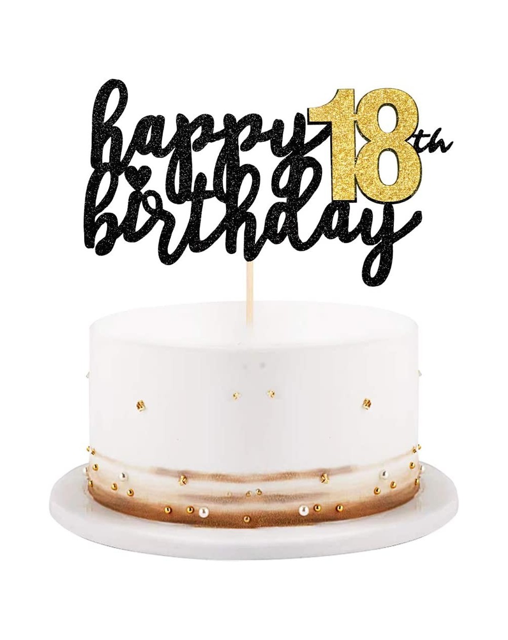 Happy Birthday Cake Topper Black Font Golden Numbers 18th Birthday ...