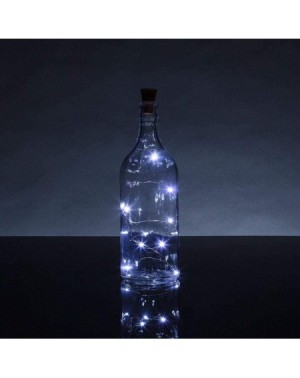 Indoor String Lights PaperLanternStore.com Solar Powered 10 Cool White LED Cork Wine Bottle Lamp Fairy String Light Stopper- ...