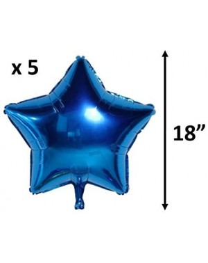 Balloons Vision Blue Stars 18" Helium Foil Balloons 15 Pcs Metallic Appearance Set Royal Blue Star- Light Blue Star- Silver S...