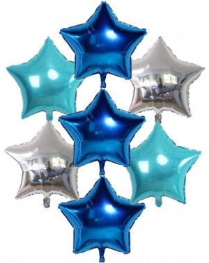 Balloons Vision Blue Stars 18" Helium Foil Balloons 15 Pcs Metallic Appearance Set Royal Blue Star- Light Blue Star- Silver S...