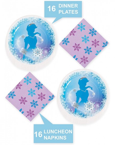 Party Packs Winter Princess and Frozen Party Supplies - Winter Princess Dinner Plates and Luncheon Napkins (Serves 16) - CR19...