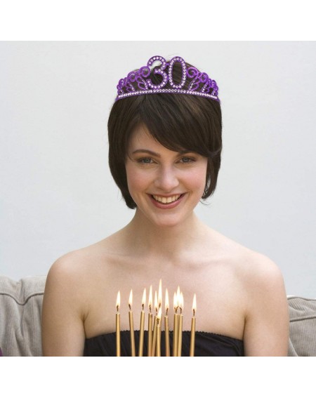 Favors 30th Birthday Tiara Gift Number Crown Happy Birthday Party Headwear 30th Birthday Party Supplies - Purple 30 - C9197X0...