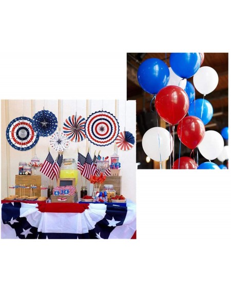 Banners & Garlands Patriotic American Flag Party Decoration - Red Blue White - Hanging Paper Fans & Balloons for Fourth of Ju...