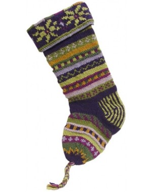 Stockings & Holders Handknit Wool Christmas Stockings - Purple Stripe - CV11B1SO2O7 $38.63