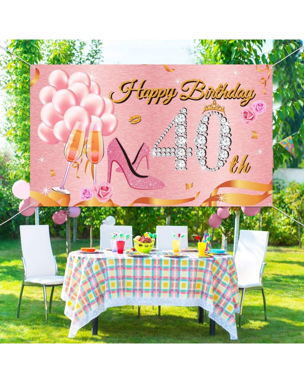 Rose Gold 40th Birthday Photography Background Forty Years Old Birthday