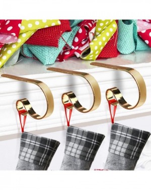 Stockings & Holders Set of 2 Metal Christmas Stocking Holder Hooks-Gold - Gold - CF192K2GLZU $13.21