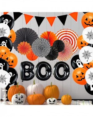 Party Favors Halloween Party Decorations Supplies Favors- Paper Fans Honeycomb Balls Printed Latex Balloons Black Boo Mylar F...