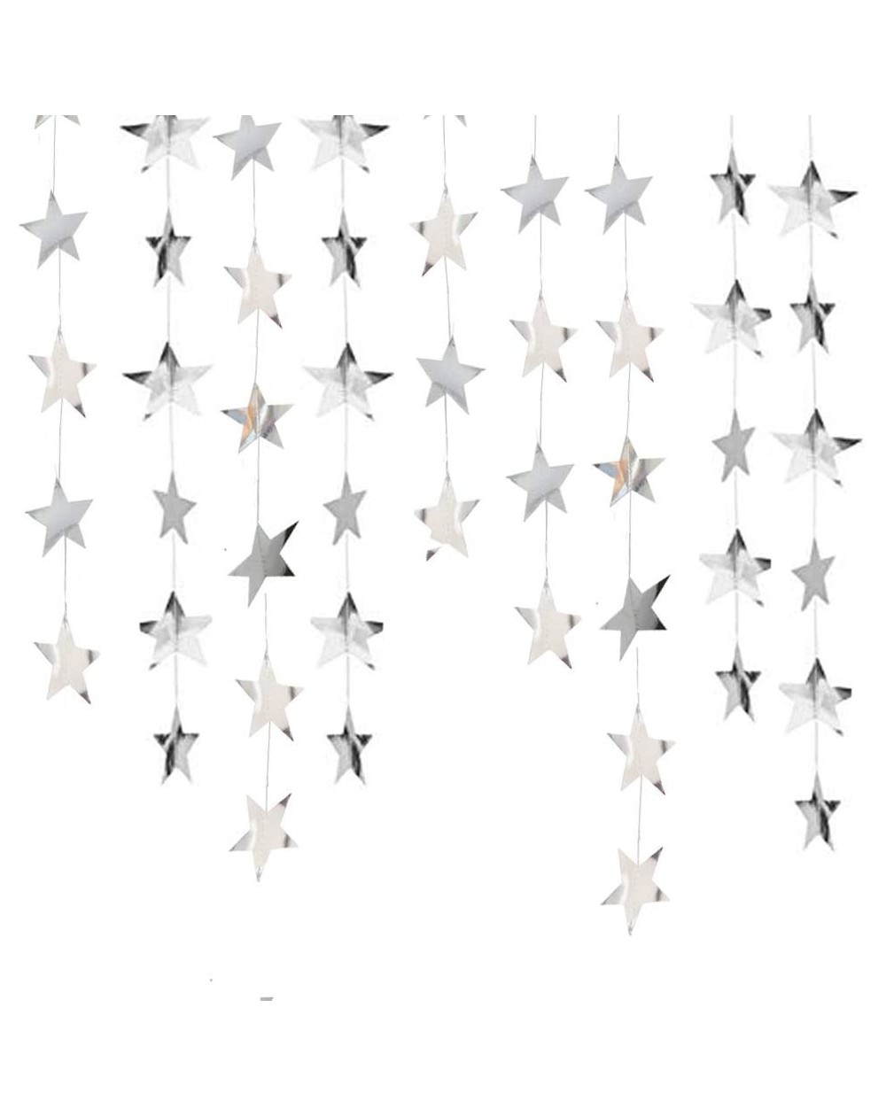 Favors Star Party Decorations Birthday Baby Shower Christmas Hanging Paper Garland (Glossy Silver-52 Feet) - Glossy Silver-52...