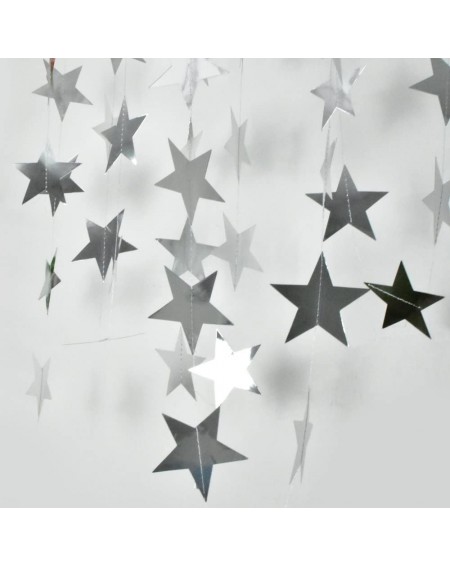 Favors Star Party Decorations Birthday Baby Shower Christmas Hanging Paper Garland (Glossy Silver-52 Feet) - Glossy Silver-52...