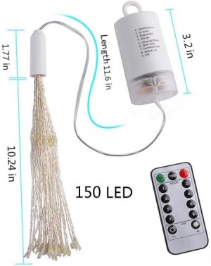 Indoor String Lights 2 Pack Warm White Hanging Firework Lights 150 LED Fairy Lights Twinkle Starburst Lights Waterproof Batte...