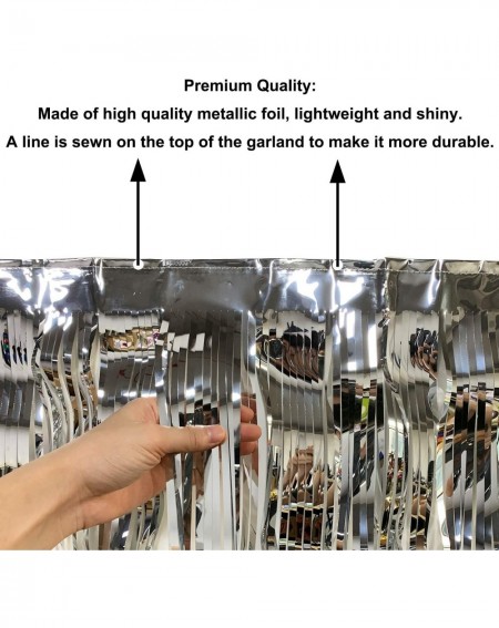 Banners & Garlands 10 Feet Long Roll Silver Foil Fringe Garland - Pack of 7 - Shiny Metallic Tassle Banner - Ideal for Parade...