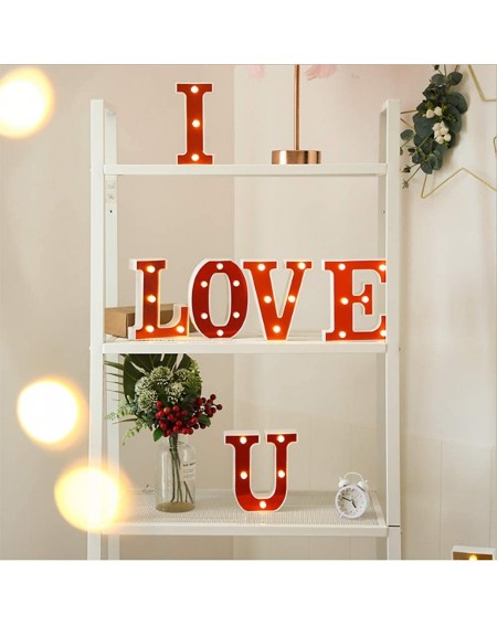 Outdoor String Lights LED Marquee Letter Lights 26 Alphabet Light Up Red Letters Sign Battery Powered Perfect for Night Light...