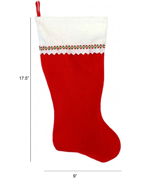 Stockings & Holders Personalized Christmas Stocking- Red and White Felt with Cat Paws - Red With Embroidered Cat Paws - CM129...