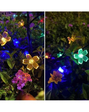 Outdoor String Lights Solar Lights Outdoor Decorative Solar Garden Lights- 4 Pack Beautiful 20 LED Fairy Flower Lights- Solar...