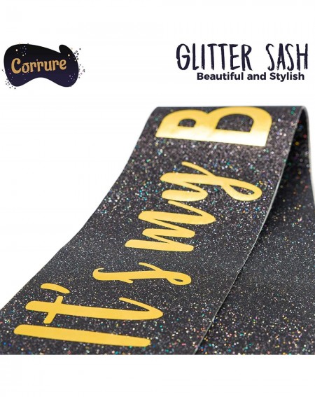 Favors It's My Birthday' Sash Glitter with Gold Foil - Black Glitter Birthday Sash for Women and Men - Happy Birthday Sash fo...