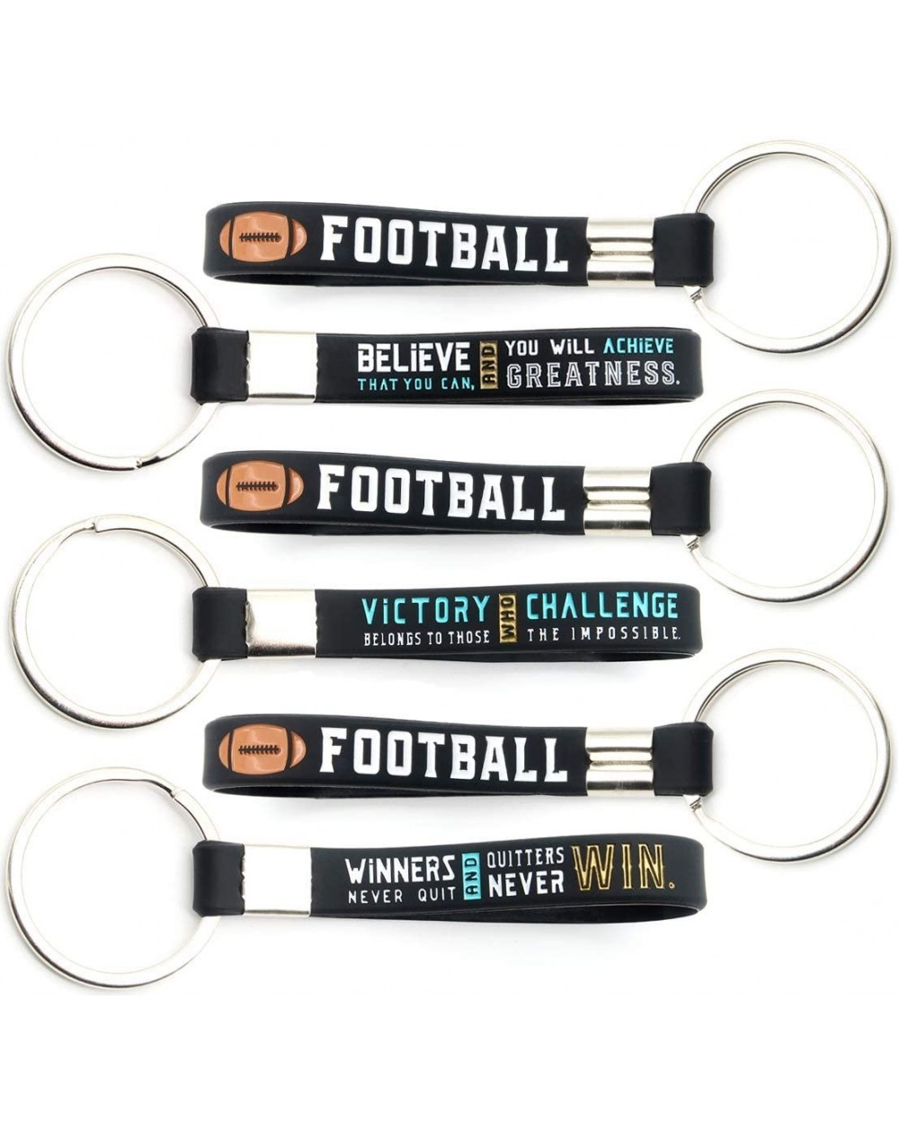 Favors (12-Pack) Football Keychains with Motivational Quotes - Wholesale Pack of Key Chains in Bulk for Football Gifts for Te...