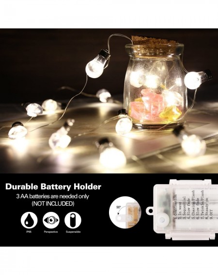 Indoor String Lights Bulb String Light with Remote and Timer- 7.8ft 20 LED Battery Powered Fairy Light with 8 Lighting Modes-...