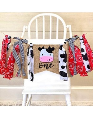 Banners & Garlands Farm ONE High Chair Banner for First Birthday- Barnyard Cow 1st Birthday Party Highchair Decoration - Farm...