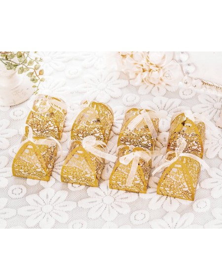 Favors 50pcs Laser Cut Candy Boxes-Gold Favor Boxes 2.6"x2.6"x2.8"- Wedding Favor Boxes for Bridal Shower Anniverary Birthday...