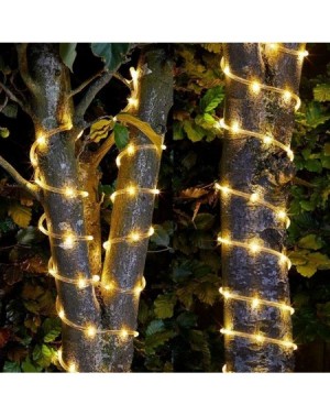 Outdoor String Lights Upgraded Solar Powered String Rope Lights Outdoor- 33 Feet 100 LED 8 Modes Waterproof IP 65 Warm White ...