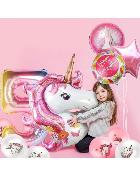 Balloons Unicorn Balloons Birthday Party Decorations for Girls 5th Party- 43" Pink Large Unicorn Gradient Jumbo Number"5" Foi...