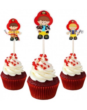 Cake & Cupcake Toppers 24pc Firefighter Fireman Fire Truck Fire extinguisher Cupcake Toppers for Birthday Party Firefighter i...